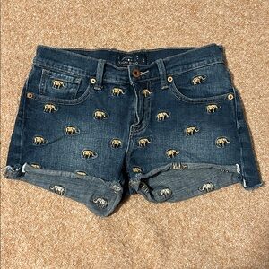 Lucky Brand Denim Shorts with Gold Elephant Embroidery